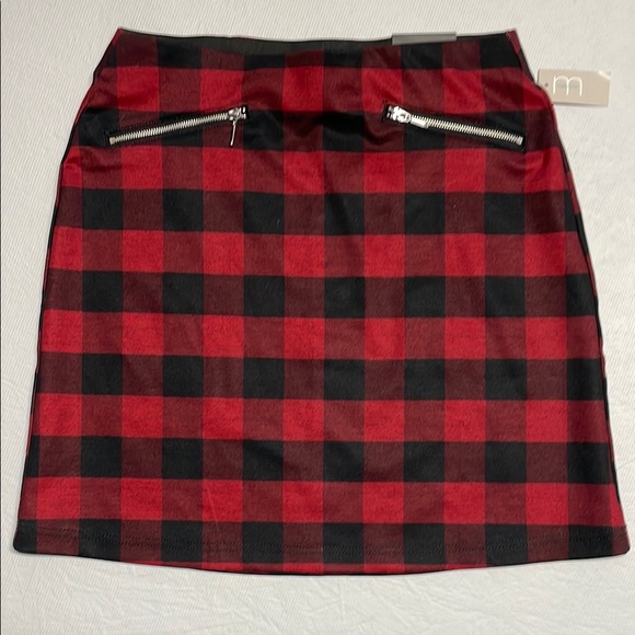 Maurices Dresses & Skirts - Red and Black Plaid Skirt with Zipper Details